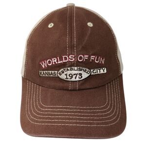 Worlds of Fun Kansas City Adult Strapback Hat Brown OS Adjustable Mesh Back